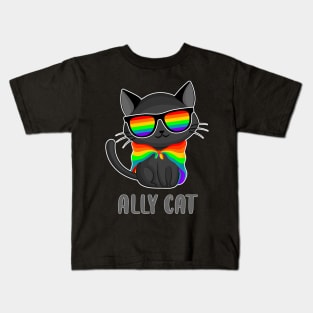 LGBT Ally Cat Be Kind Gay Rainbow Funny LGBTQ Kids T-Shirt